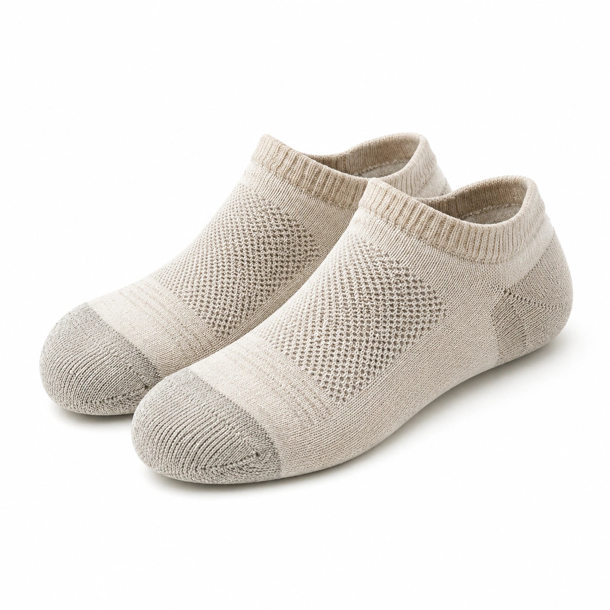 Chaussettes basses 35 à 38 en maille textile beige - respirantes et extensibles