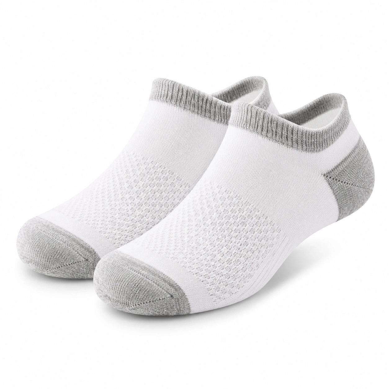 Chaussettes basses taille 35-38 en textile blanc et gris pour sport