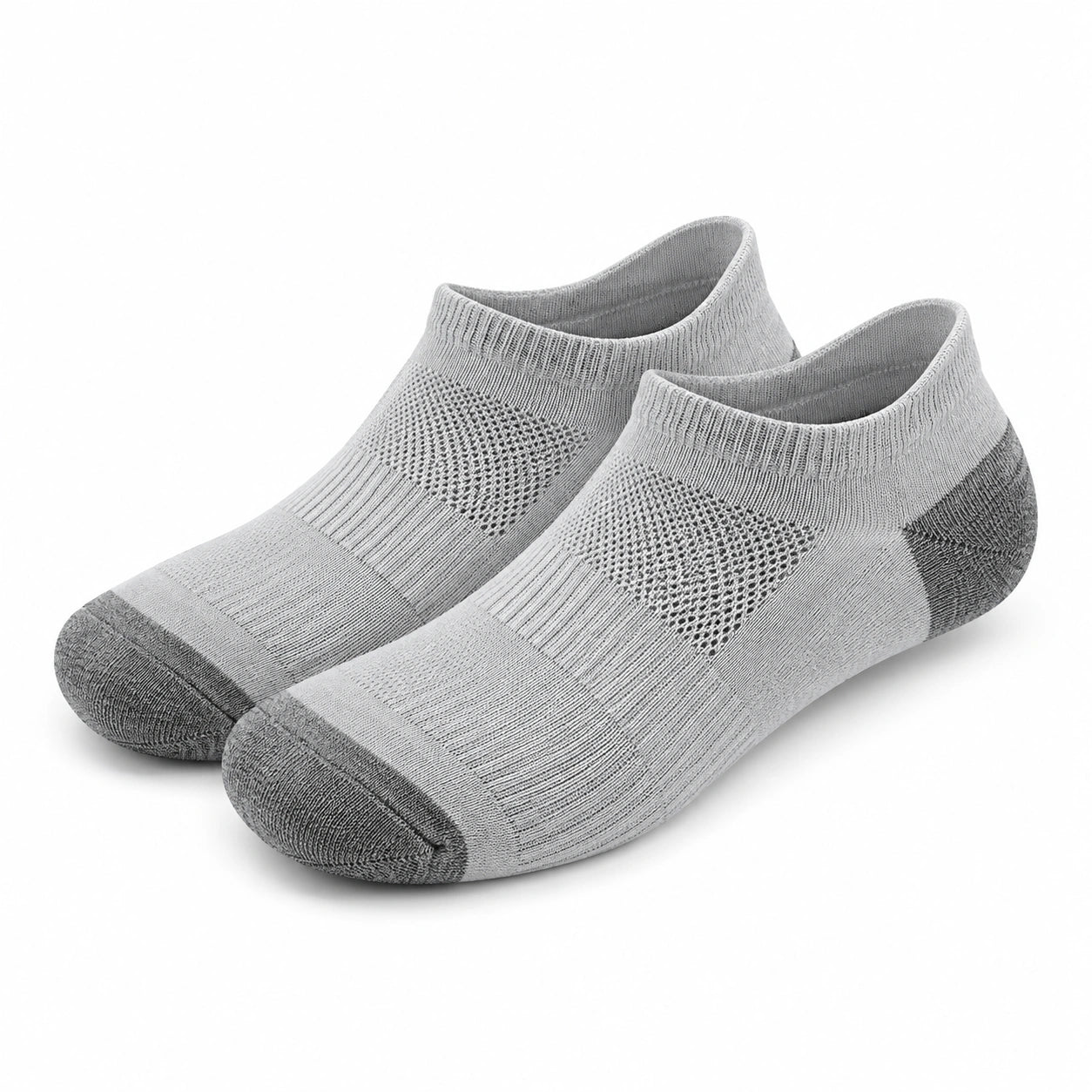 Chaussettes basses 35-38 en maille textile gris clair respirantes pour usage quotidien