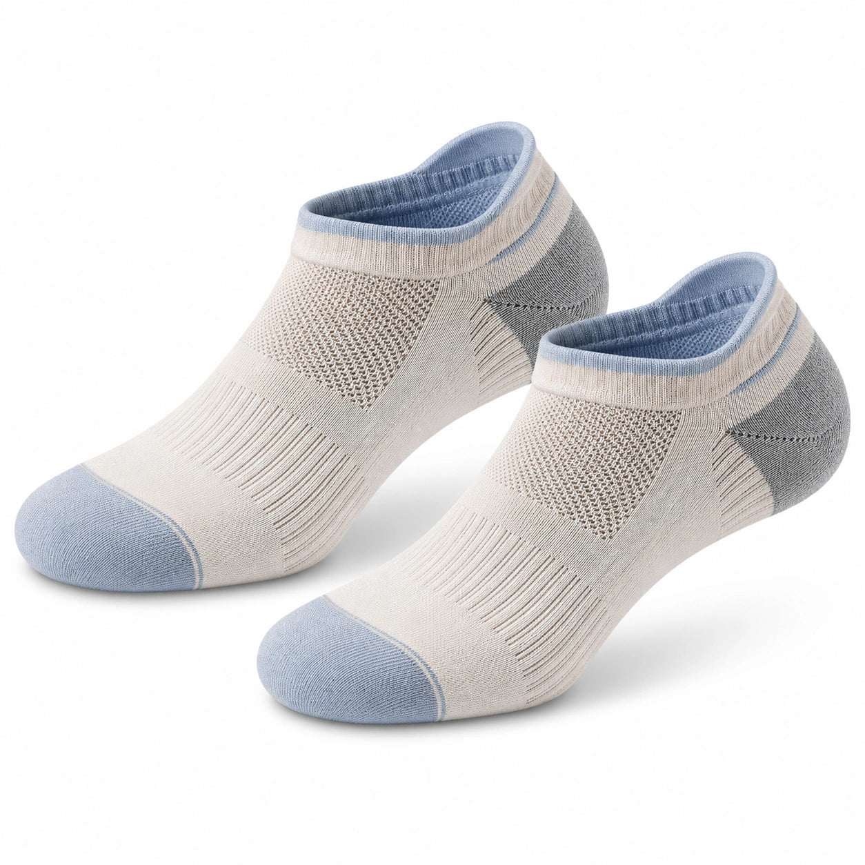 Chaussettes basses 43-46 en maille beige bleu respirantes