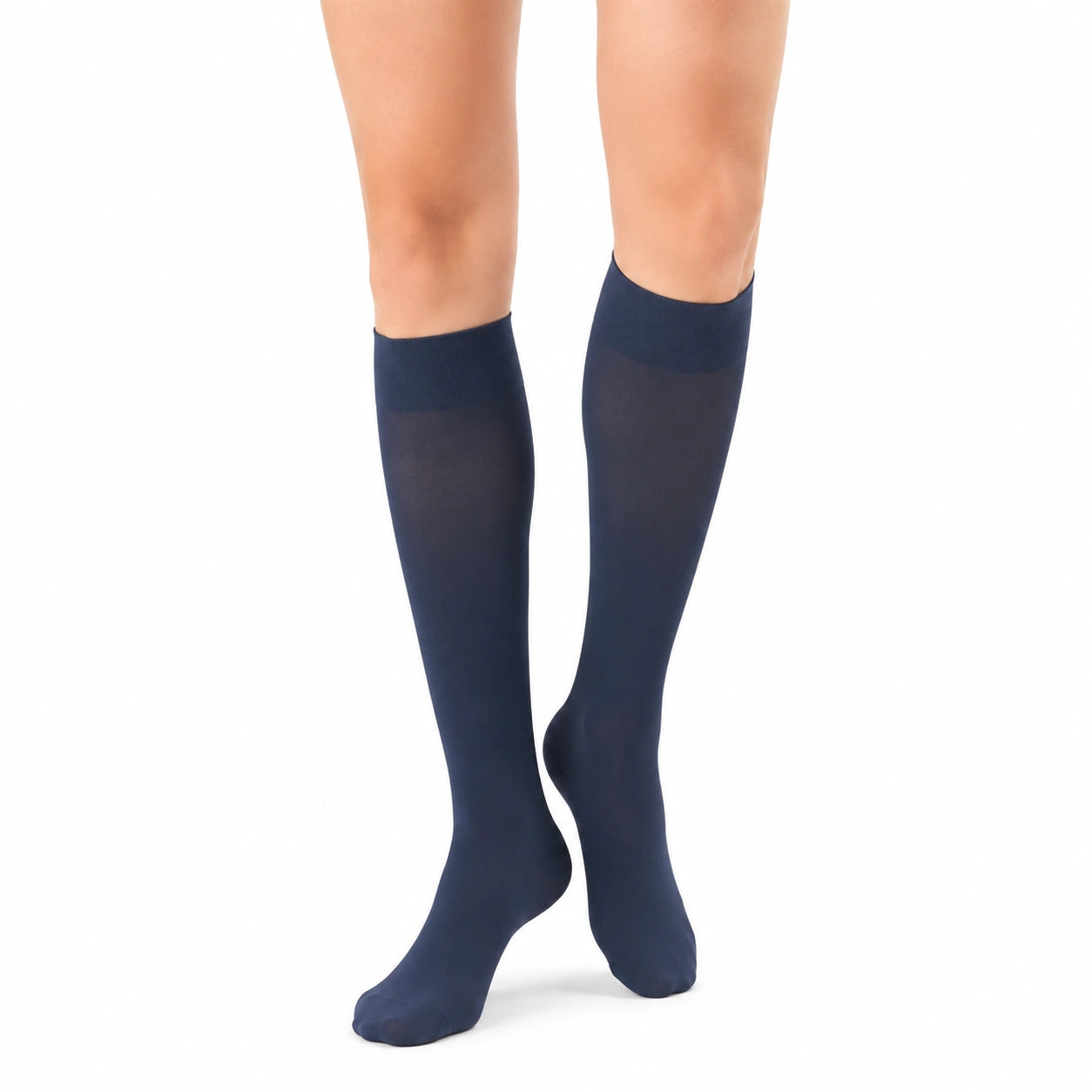 Chaussettes mi-bas 35-38 textile extensible bleu marine unies