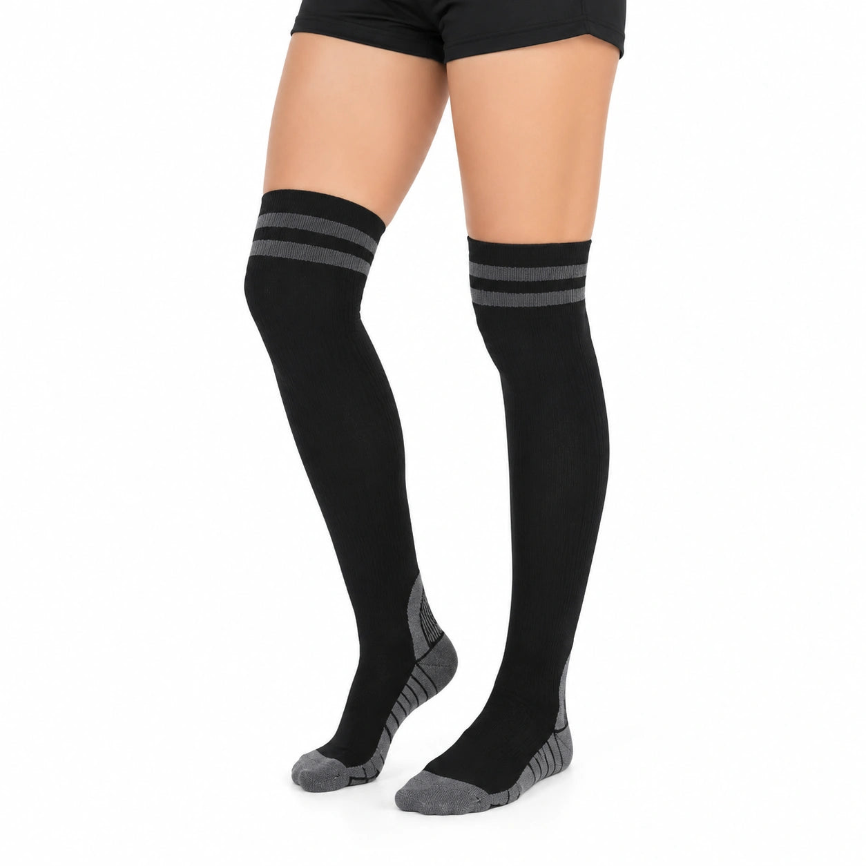 Chaussettes montantes 35-38 en maille noire et grise style sportif