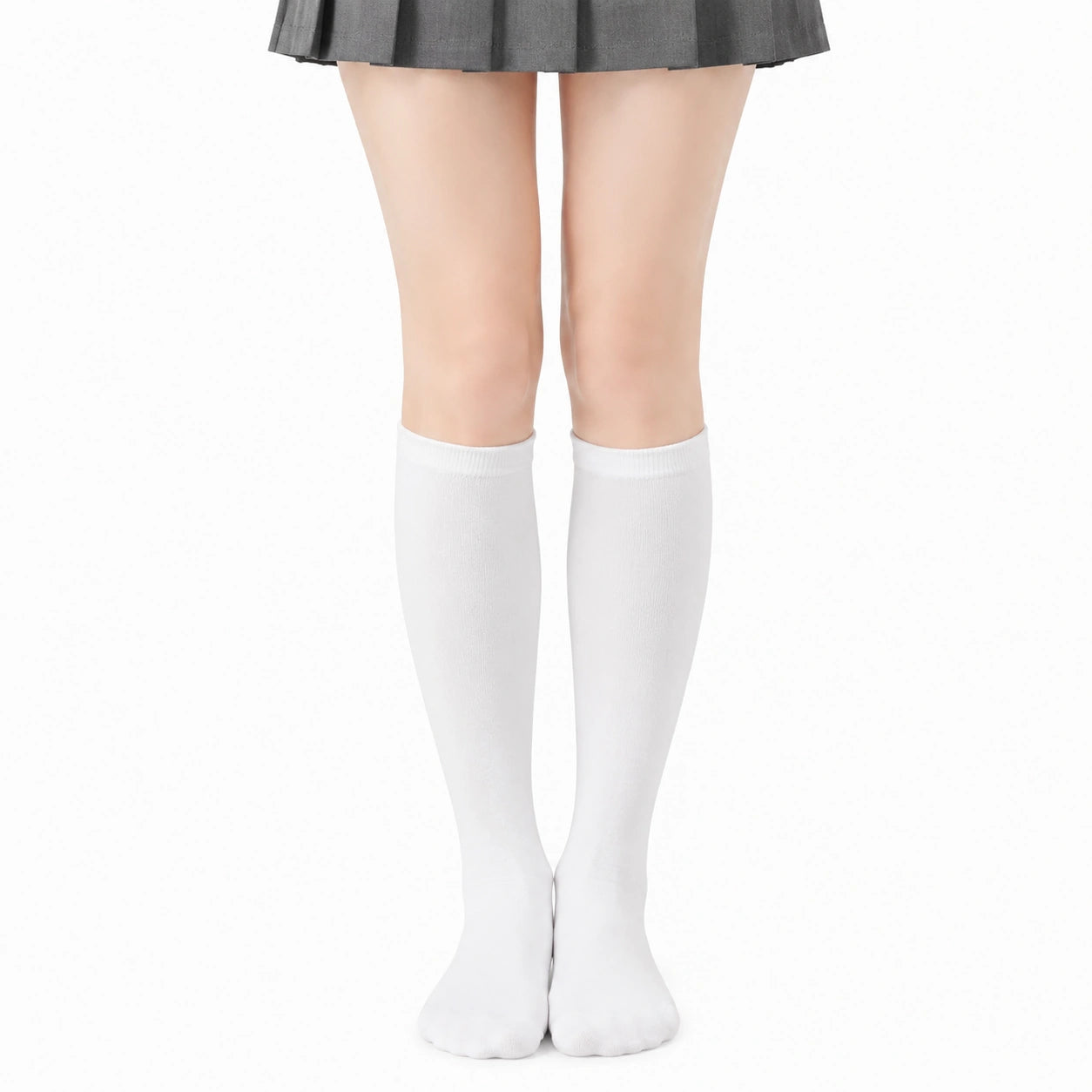 Chaussettes hautes 39-42 blanches en maille textile style uni