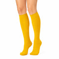 Chaussettes hautes 39-42 en maille jaune à côtes style classique