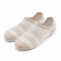 Chaussettes invisibles 43-46 en maille textile beige et blanc à rayures