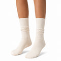 Chaussettes 35-38 en maille textile écru côtelées mi-mollet