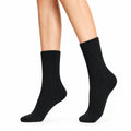 Chaussettes mi-mollet 39-42 noires en maille texturée style classique