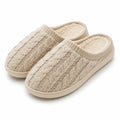 Chaussons 38/39 en textile beige à maille torsadée pour intérieur