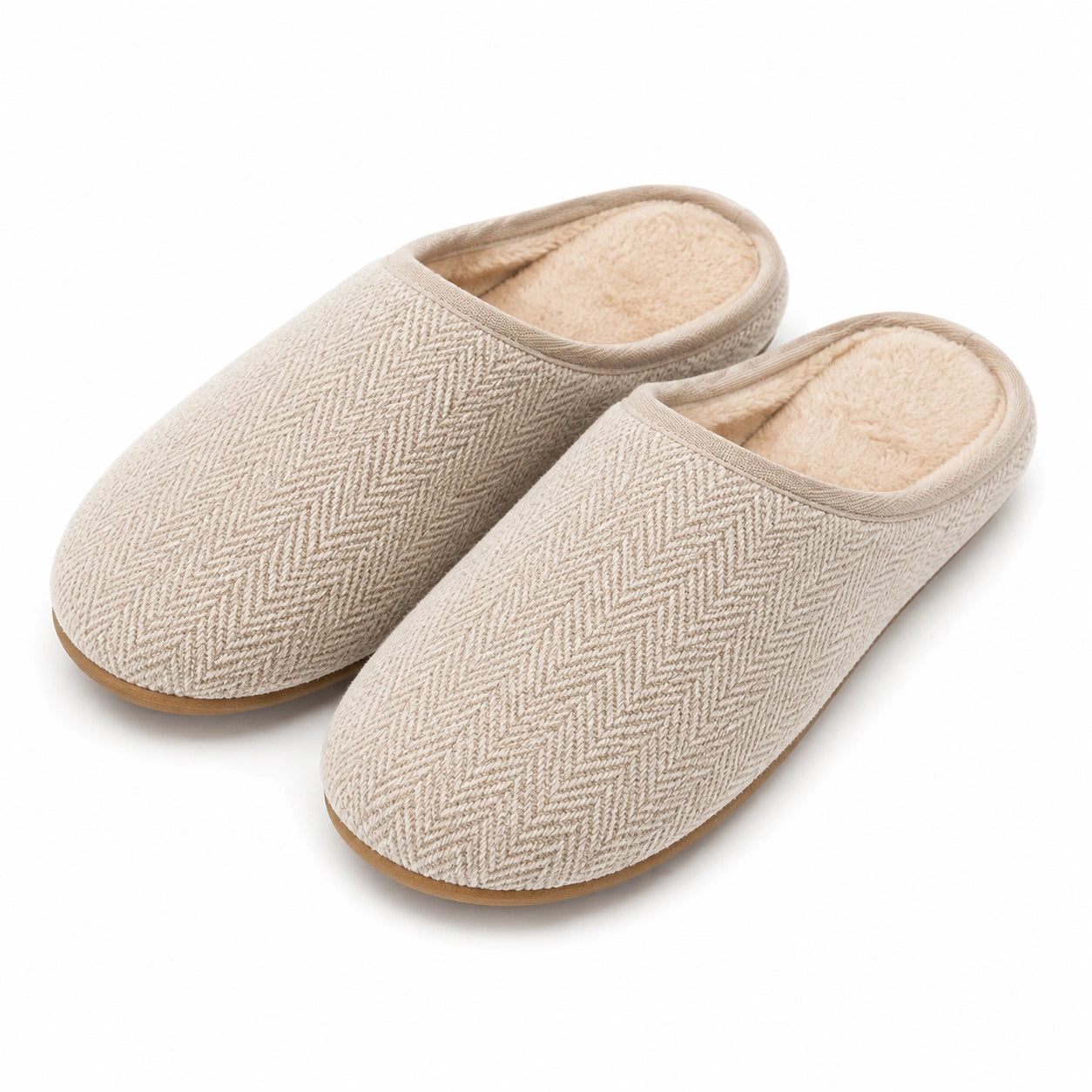Chaussons 40/41 en textile beige à doublure douce pour intérieur