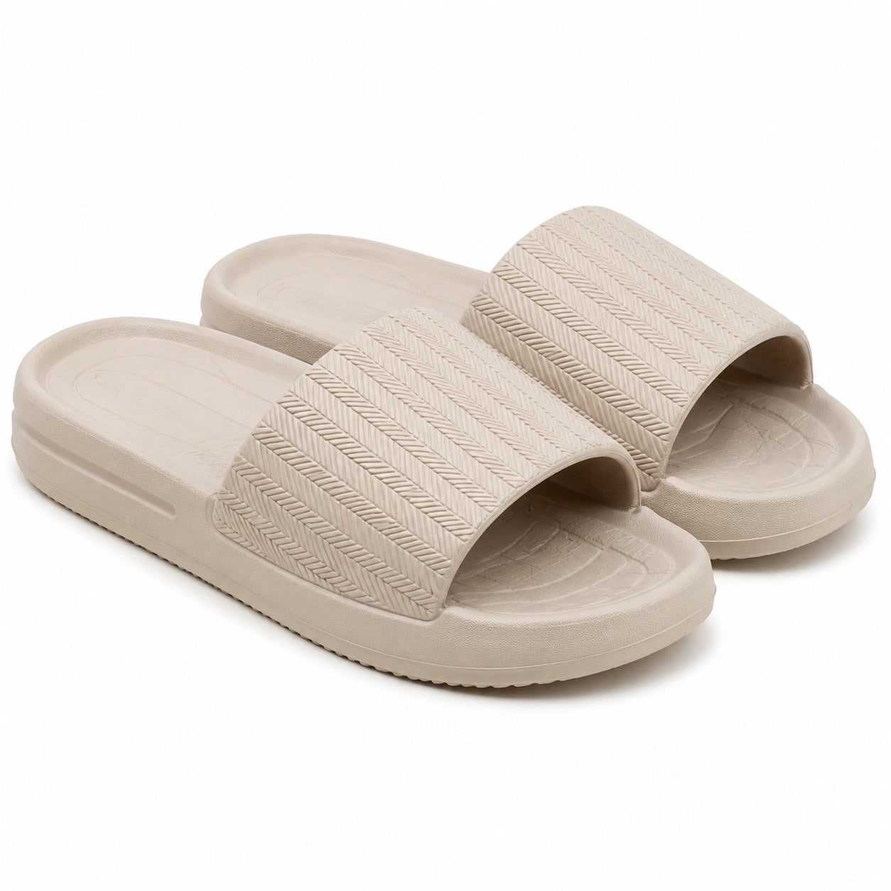 Claquettes 38/39 en EVA beige à bride texturée pour usage quotidien