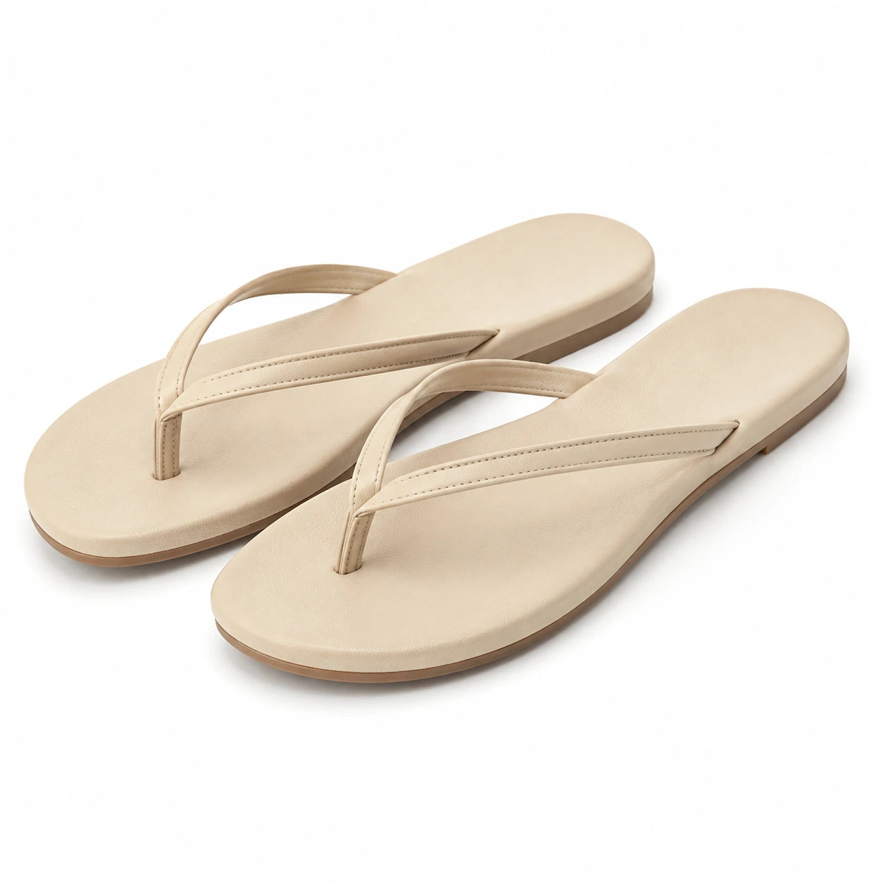 Tongs femme taille 36/37 beige en matière synthétique style minimaliste