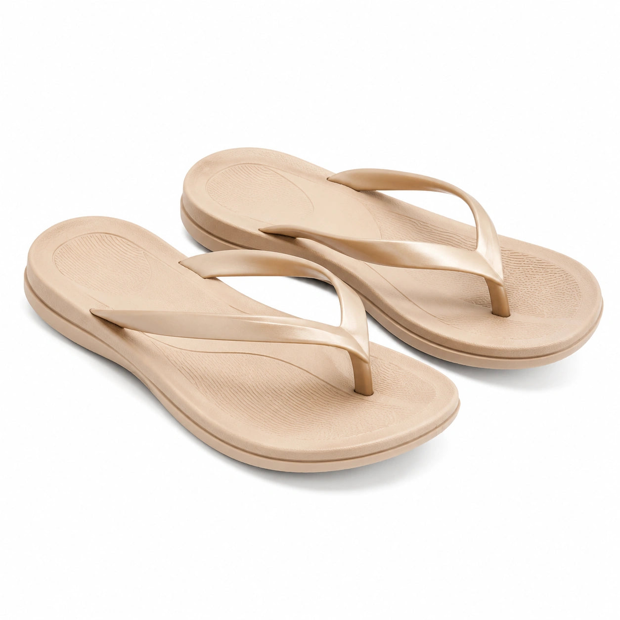 Tongs 38/39 beige en matière synthétique moulée à semelle texturée pour plage et loisirs
