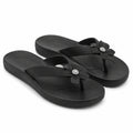 Tongs femme 40/41 en matière synthétique noire à fleur style décontracté